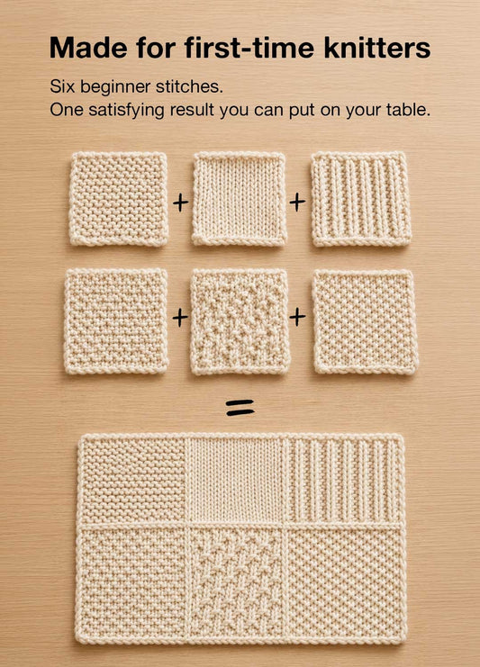 Placemat & Coaster - Beginner Sampler Kit - Learn The Basics Knitting Kit