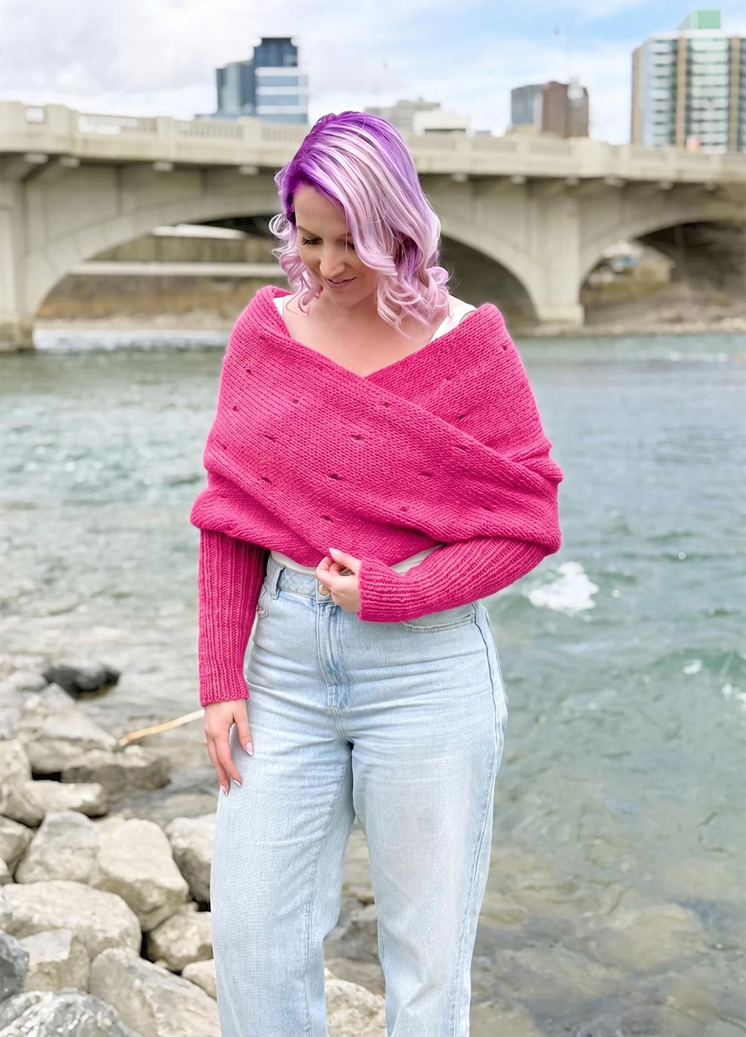 Easy Eyelet Sweater Scarf x @knitatude Kit - Yummy Yarn Fine Version