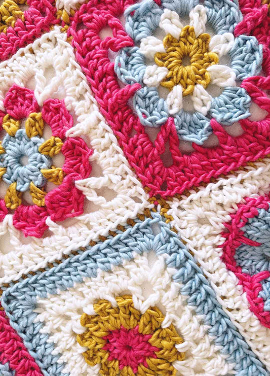 Crochet Granny Square Stitch Sampler Blanket Kit - Yummy Version