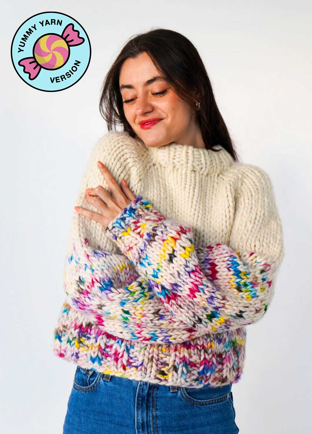 The Rainbow Sweater Kit x @paula.on.knits - Yummy Yarn Version